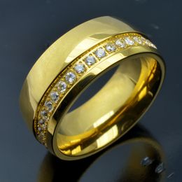 r250MA Man 18KT Gold Tone stainless steel Engagement Wedding Ring sz8-15