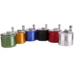 Hand-operated silver aluminum alloy grinder 4 layer semi-automatic portable cigarette cutter accessories