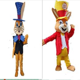 2018 High quality Rabbit Mascot Costumes two color Rabbit Cartoon Costume Adult Size Animal Small Hat Rabbit Cartoon Mascot Costumes