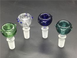 thick pyrex glass smoking tobacco bowl with 14mm 18mm male green blue glass dry herb tobacco bowls for water oil rig pipes bong