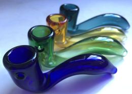 5.5" Colourful Heady Glass Oil Burner Pipe Sherlock Hand Dry Herb Smoking Tobacco Spoon Pipes Water Bubbler