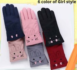 Kids boy girl windproof Gloves for outdoor activities with fine embroidery or lovely prints and thick fleece for warm retention