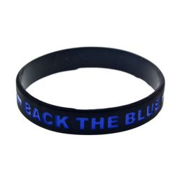 100PCS Back The Blue Line Silicone Rubber Bracelet Thick or thin letters Logo Adult Size for Promotion Gift222v