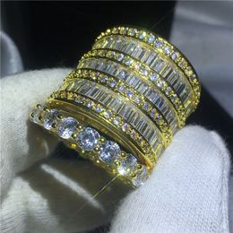 2018 Couple Big Engagement ring set Yellow Gold Filled 925 silver wedding bands rings for women men 5A zircon cz Jewelry