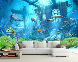 3d Embossed Sea World Fish Photo Wallpapers Murals Wall Paper For Kids Bedroom Living Room Wall Art Decor Minion Wallpaper