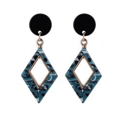 New Vintage Rhombus Acrylic Dangle Earrings Personality Geometric Shape Resin Earrings for Women Fashion Jewellery Gifts