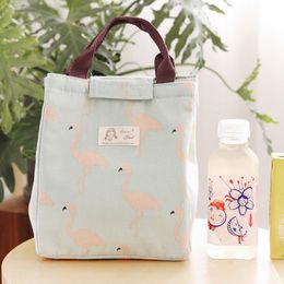 Thickened Lunch Bag Canvas Animal Bear Prints Thermal Insulated Lunch Box Portable Bag For Women Men Children Cooler Lunchbox