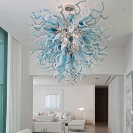European Living Room Pendant Lamps Turquoise Grey White Art Chandeliers Ceiling Light Hand Blown Glass LED American Style Chandelier