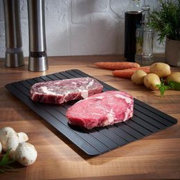 Household Metal Aluminium Mat Sturdy Square Defrost Meat Frozen Tray Durable Black Fast Thawing Plate Anti Wear 35yy BB