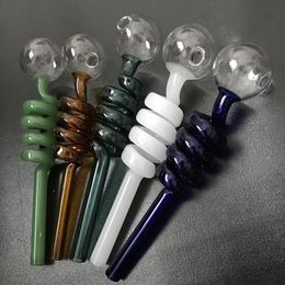 Glass Oil Burner Pipe Smoking Accessorieswith Ball Balancer Screw Helix Pattern Tube For Glass Water Bubbler Bong