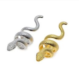 Men women Jewellery Gold silver Snake Ring Stainless Steel Thick Hip Hop Style Rock Ring Band Size 8 With Tiny Clear Eyes CZ