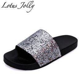 Bling Summer Women Slides Slippers Sandals Flip Flops Sexy Open Toe Slides Female Fashion Glitter Sandals Platform Zapatillas