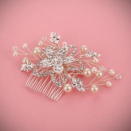 Exquisite handcrafted diamond, flower comb, head ornament, crystal pearl accessories, bridal ornaments