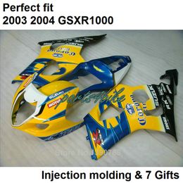 Yellow blue fairings set for SUZUKI GSXR 1000 K3 2003 2004 fairing kit GSXR1000 03 04 bodywork GSXR1000 WO75