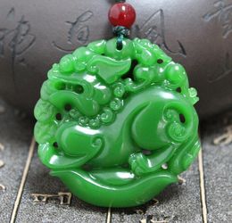 New Natural Jade China Green Jade Pendant Necklace Amulet Lucky God beast Statue Collection Summer Ornaments Natural stone