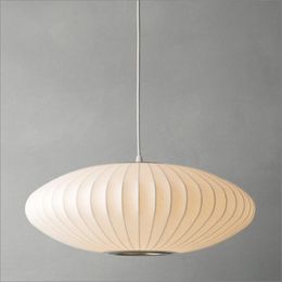 Modern D60cm George Nelson Bubble Lamp White Silk UFO Ball Pendant Light White E27 Silk Pendant Lights Lamp white Suspension lamp