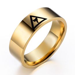 Stainless Steel Gold black Silver Laser Engraved 14 degree Scottish Rite Yod ring Free Mason Masonic Signet Rings for men women 8MM Width