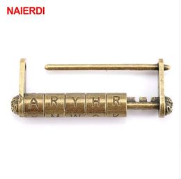 NAIERDI Zinc Alloy Antique Bronze Retro Combination Lock 5 Letter Password Lock Jewelry Box Padlock for Wooden Suitcase Drawer