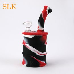 Oil drum 500 ml silicone bongs hookah water pipes Oil barrel big rubber percolator wax dab rigs with 14 mm glass down stem