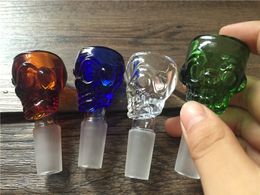 SKULL SHAPE Heavy Coloured Diamond skull Male Glass Bowls 14mm Bong Bowl Multicolor High Quality 14mm Bowls for Glass Water Pipes