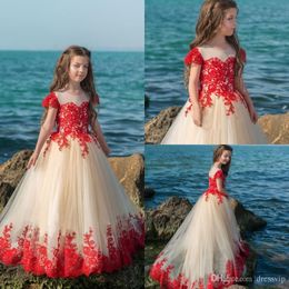 Bohemian Lace Flower Girl' Dresses Floor Length Little Girls 'Wedding Party Dresses Bow Sash