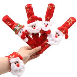 Christmas Clap Ring Slap Bracelets Slap Pat Circle Hand Ring Wristband Decoration Party Santa Snowman Home Decor Children Kids Gifts