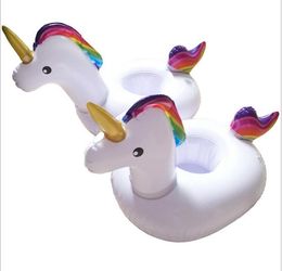 PVC Inflatable Drink Cup Holder White Unicorn Beverage Holders Pegasus Floating Pool Beach Stand Toy For Party