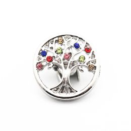 Wholesale New Snap Button Jewellery Colourful Family Tree Crystal Snap Charms Fit 18mm DIY Button Bracelet Necklace