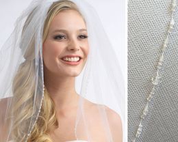 Sall White Ivory Champagne Wedding Veil Elbow Length one Layer Bridal Veil Beaded Edge With Comb sg10