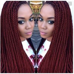 Hot Selling Bury Twist Braided Lace Front Wigs Full Hand Tied Synthetic Frontal Wig for African Americans