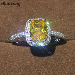 choucong Sparkling ring cushion cut 3ct 5A zircon crystal 925 silver Anniversary Wedding Band Rings For Women Fashion Jewellery