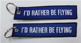 I'd Rather Be Flying Fabric Embroidered Key Tag Bag Tag Luggage Tags 13 x 2.8cm 100pcs lot