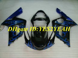 Injection Mould Fairing kit for KAWASAKI Ninja ZX6R 636 03 04 ZX 6R 2003 2004 ABS blue flames black Fairings set+Gifts KG09
