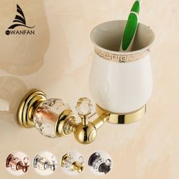 Cup & Tumbler Holders Wall mounted Toothbrush Cup Holder Soild Brass Gold Luxury Bathroom Accessories Wall Decoration HK-26