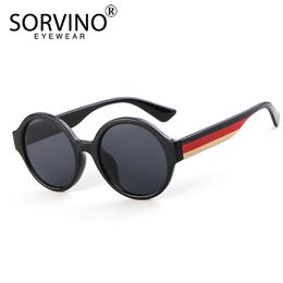 SORVINO Retro Oversized Stripe Round Sunglasses Men Women Big Yellow Blue Circle Sun Glasses Shades SP157