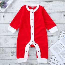 Newborn Infant Baby Boy Clothes 2018 Brand New Christmas Romper Toddler Baby Girls Long Sleeve Single Breasted Red Santa Claus Kids Jumpsuit