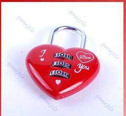Newest Mini Cute 3 Digits Luggage Suitcase Padlock Coded Lock Red Heart Shaped Nice Lock