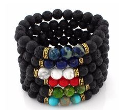 8mm Black Lava Stone Beads Turquoise Bracelet DIY Lava Rock Essential Oil Diffuser Bracelet for women