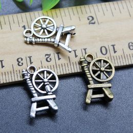 100pcs Lot Water Wheel Alloy Charms Pendant Jewellery Making DIY Retro Ancient Silver Pendant For Bracelet Necklace Keychain 18x12mm