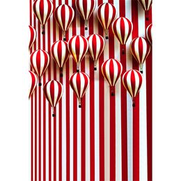 Red and White Striped Photography Backdrops Printed Vertical Stripes Baby Newborn Kids Children Hot Air Balloons Background for Photo Studio