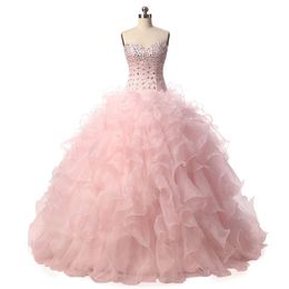 2020 High Quality Ball Gown Quinceanera Dresses Beaded Crystal Formal Party Gown Vestidos De 15 Anos QC1274
