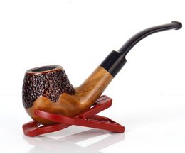 Removable curved Philtre cigarette holder, smoking accessories, wholesale flat mouth, old wooden technology, Green Sandalwood pipe gift