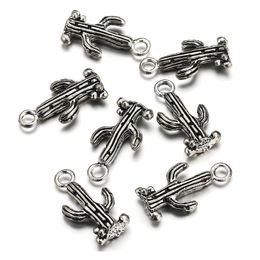 100PCS 24x13mm Antique Silver Colour Alloy Small Accessories Coral Pendant Plant Cactus Charms for Necklace DIY Making Jewellery Findings