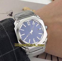 High Quality 42mm Octo Solotempo 102105 Dark Blue Dial Asian 2813 Automatic Mens Watch Stainless Steel Band Gents Wristwatches