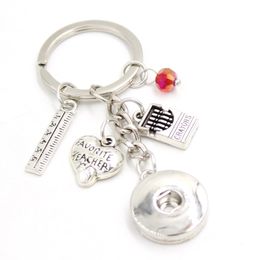 New Arrival DIY Interchangeable 18mm Snap Jewelry Snap Key Chain Teacher Key Chain Bag Charm Snaps Key Ring for Teachers Gifts