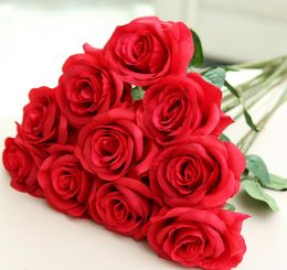 New Styles Artificial Rose Silk Craft Flowers Real Touch Flowers For Wedding Christmas Room Decoration 9 Color GA223