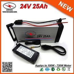 700W Rear Rack Battery 24V 25Ah Electric Bicycle Battery used 3.7V 2.5Ah 18650 cell & 30A BMS + 2A charger FREE SHIPPING