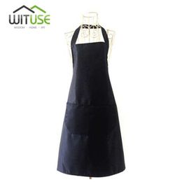 WITUSE 2018 Factory Price Brief Black Aprons Casual Sleeveless Cooking Work Kitchen Apron With Pocket