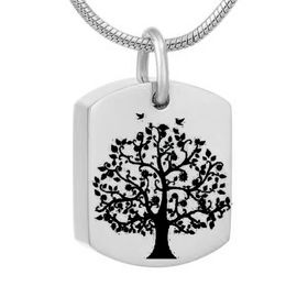 life tree Square Stainless Steel Urn Pendant Memorial Ash Keepsake Cremation Jewellery