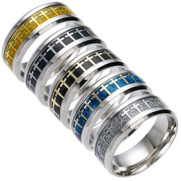 Titanium Steel Jesus Cross ring Finger ring Nail rings Silver Gold Band Rings for Women Men Believe inspired Jewellery